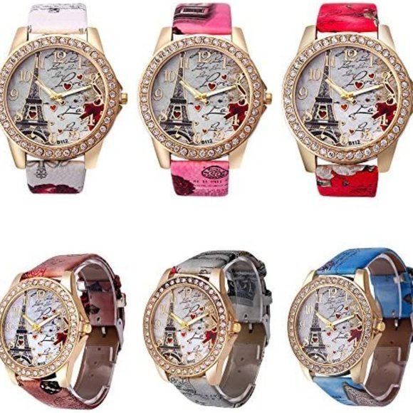 NEW  6 Pack Unisex Bling Rhinestone Accented Eiffel Tower Ladies Women main image 4